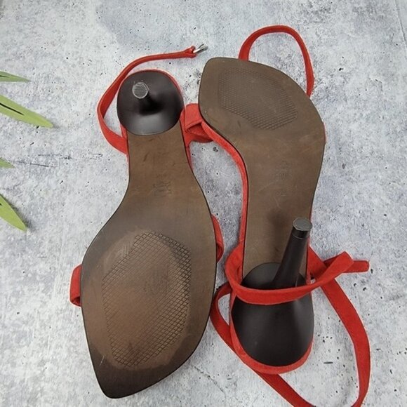 Glory Chen | Red Jeweled Ankle Strap Heel Sandals Size 9 - Picture 9 of 9